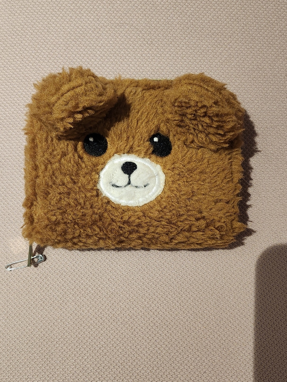 Fuzzy Brown Bear Plush Mini Wallet